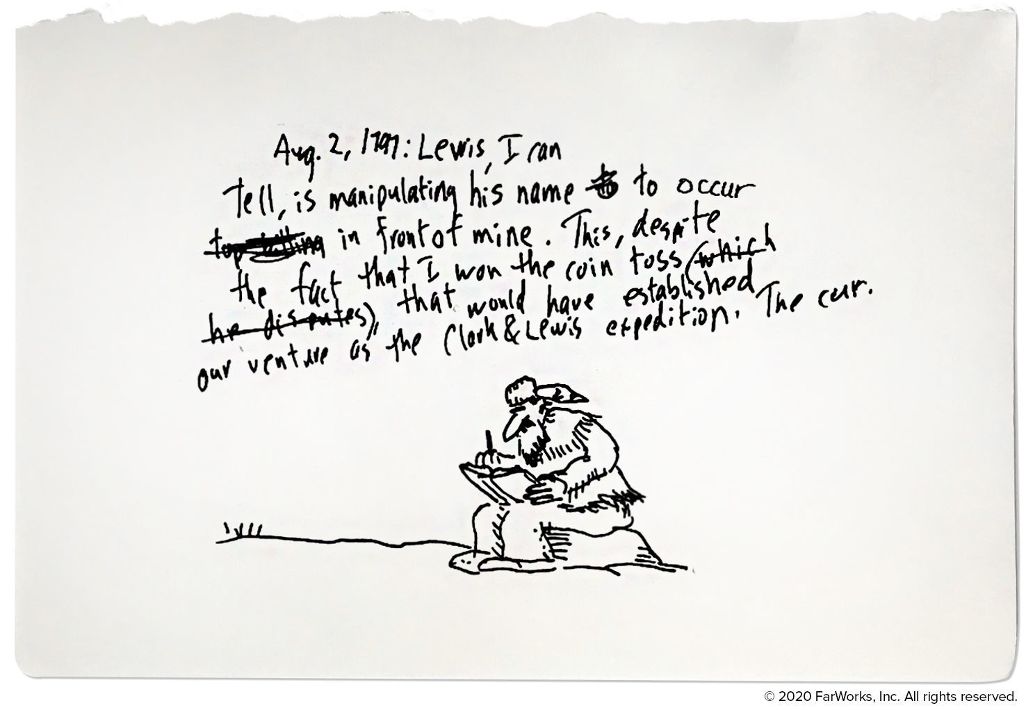 Lewis and Clark writing in diary