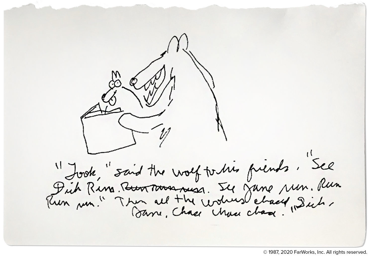 wolf reading story to cub