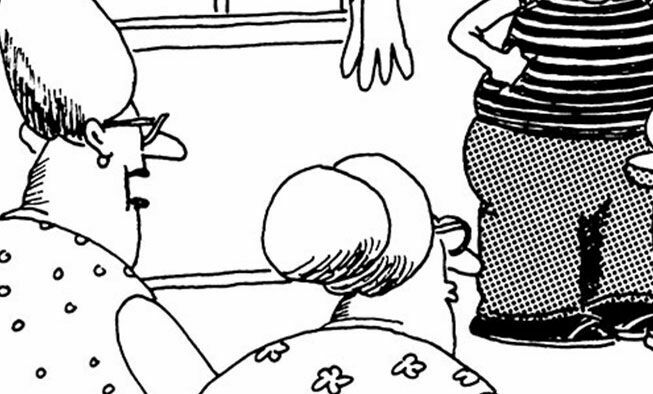 the far side comic collections titled 'meanwhile, back in modern times'