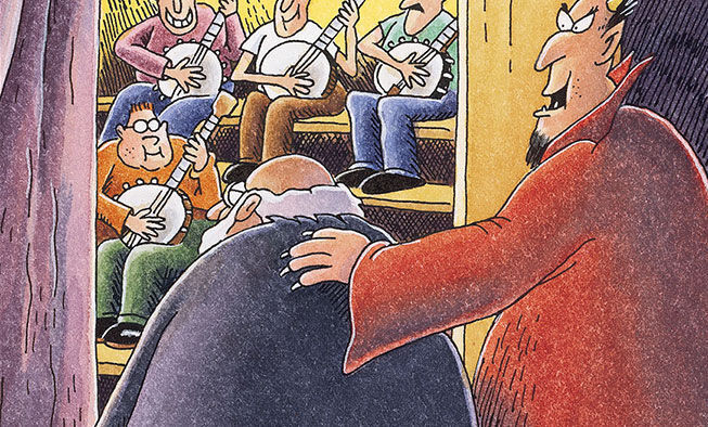 the far side comic collections titled 'hey, betty, they're playing our song!'