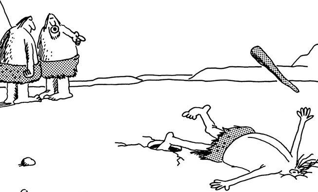 the far side comic collections titled 'gravity is always lurking'